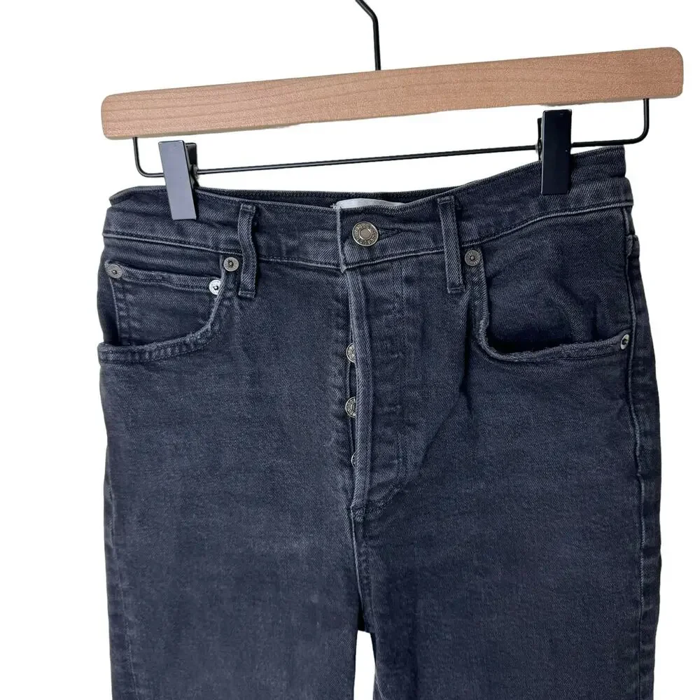 AGOLDE RILEY HIGH RISE STRAIGHT CROP (STRETCH) IN PANORAMIC Button Fly Size 25